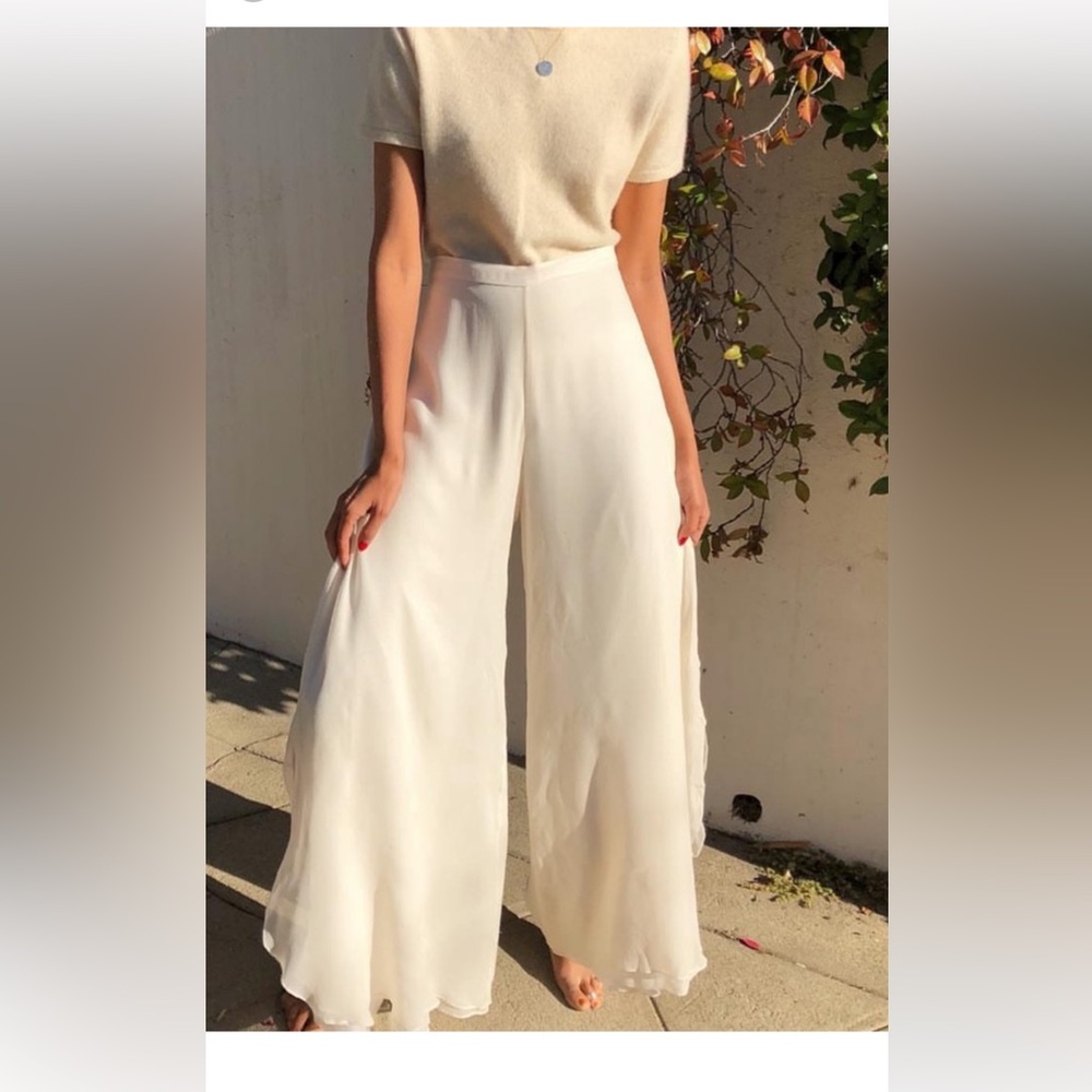 St. John Sport by Marie Gray Cream Wide-Leg Pants